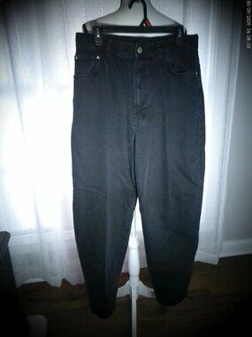 ZARA Black Barrel Leg Pleated 5 Pocket Denim Jeans 10